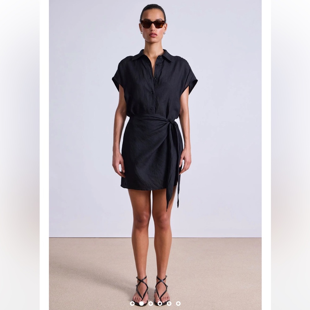 NWOT Apiece Apart Black Mini Sarong Wrap Button Up Dress